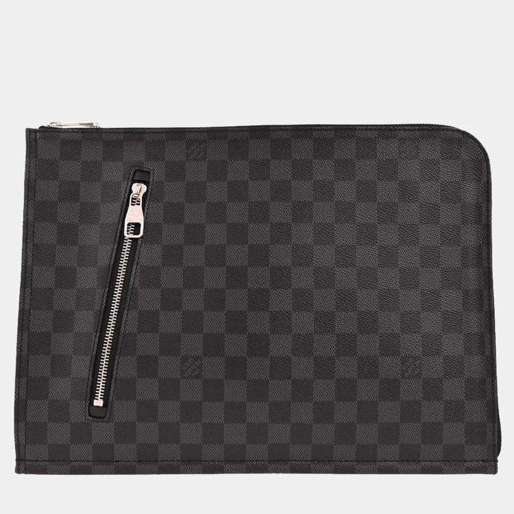 Pre Owned Louis Vuitton Damier Graphite Poche Documents Clutch Bag