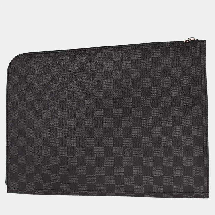 Pre Owned Louis Vuitton Damier Graphite Poche Documents Clutch Bag