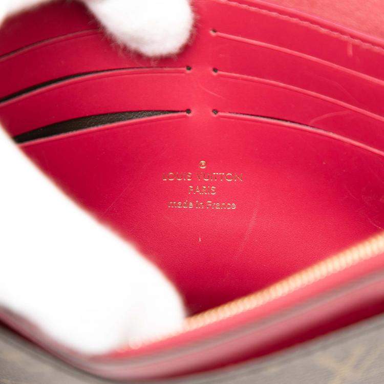 Pre Owned Louis Vuitton Brown Red Monogram Flore Wallet On Chain