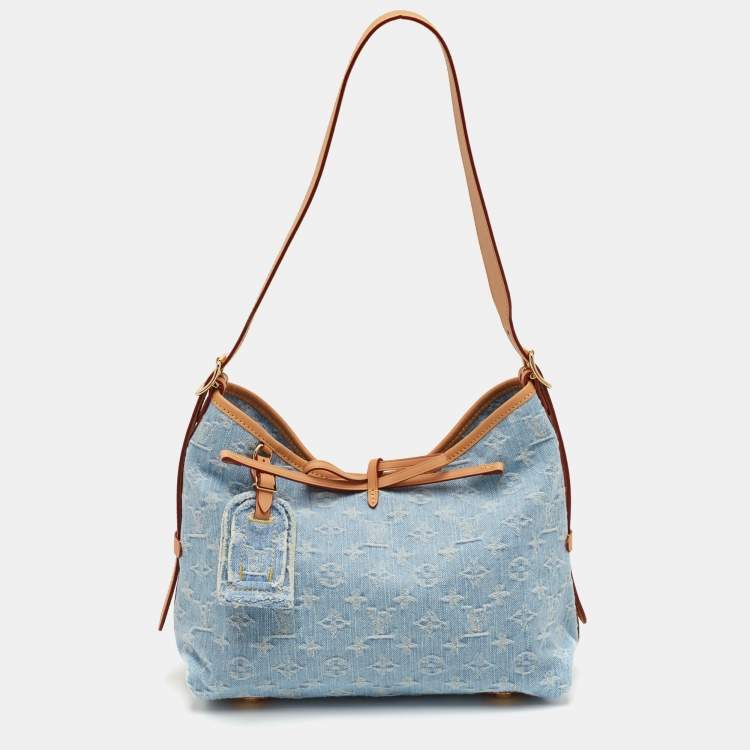 Pre Owned Louis Vuitton Carryall PM Sky Blue Monogram Denim Bag