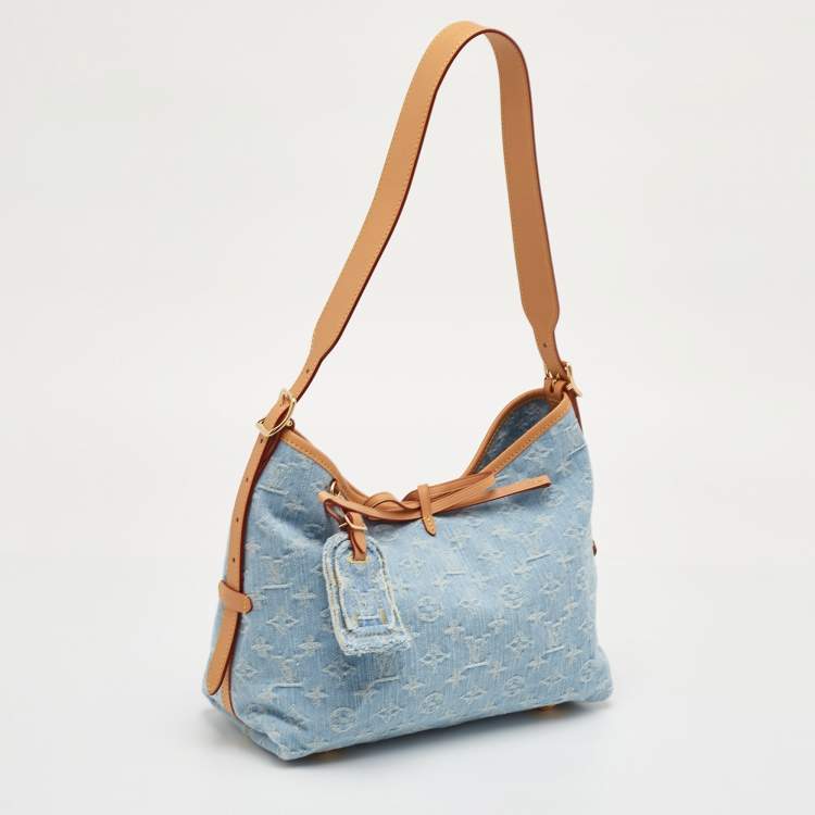 Pre Owned Louis Vuitton Carryall PM Sky Blue Monogram Denim Bag