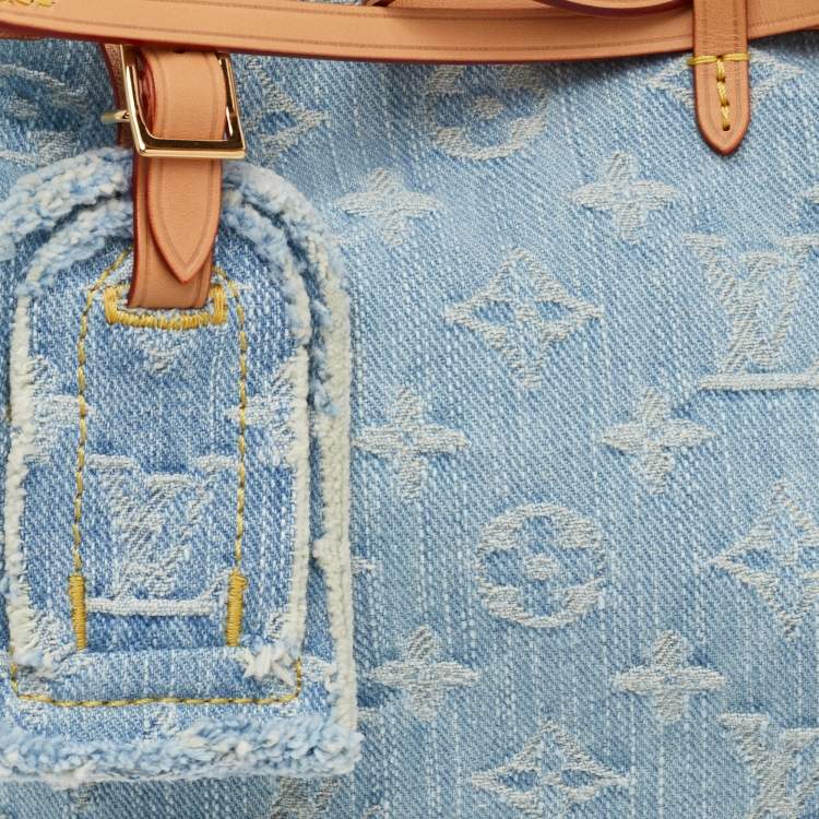 Pre Owned Louis Vuitton Carryall PM Sky Blue Monogram Denim Bag