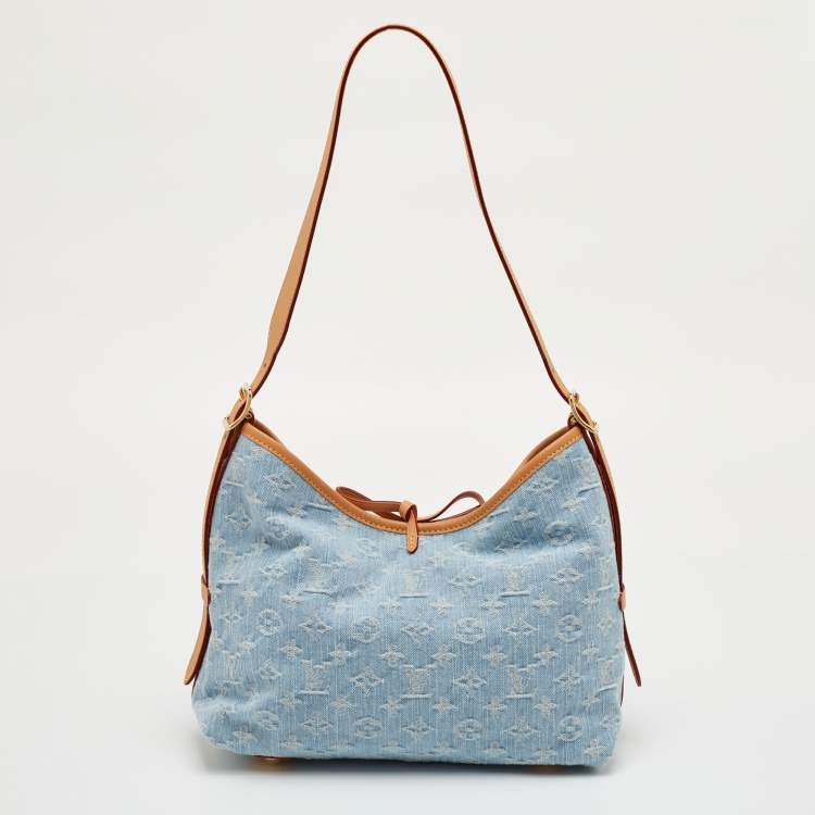Pre Owned Louis Vuitton Carryall PM Sky Blue Monogram Denim Bag