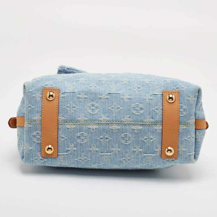 Pre Owned Louis Vuitton Carryall PM Sky Blue Monogram Denim Bag