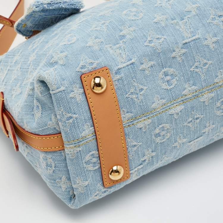 Pre Owned Louis Vuitton Carryall PM Sky Blue Monogram Denim Bag
