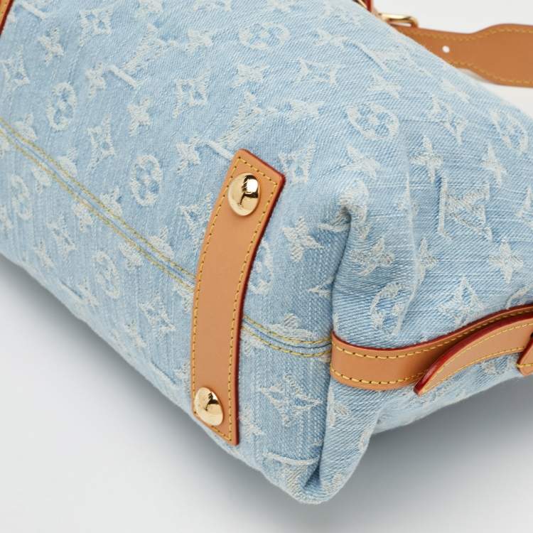 Pre Owned Louis Vuitton Carryall PM Sky Blue Monogram Denim Bag