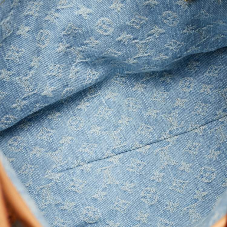 Pre Owned Louis Vuitton Carryall PM Sky Blue Monogram Denim Bag