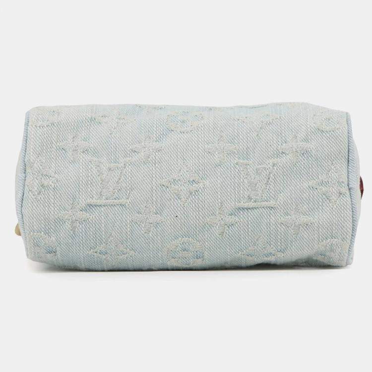 Pre Owned Louis Vuitton Monogram Denim Nano Speedy Handbag