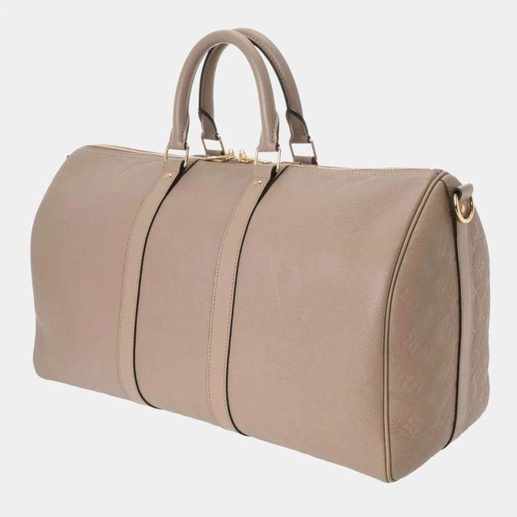 Pre Owned Louis Vuitton Monogram Keepall Bandouliere 45 2-Way Tourterelle Canvas Boston Bag