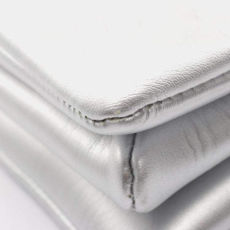 Pre Owned Louis Vuitton Coussin Bb Monogram Embossed Leather Shoulder Bag Silver