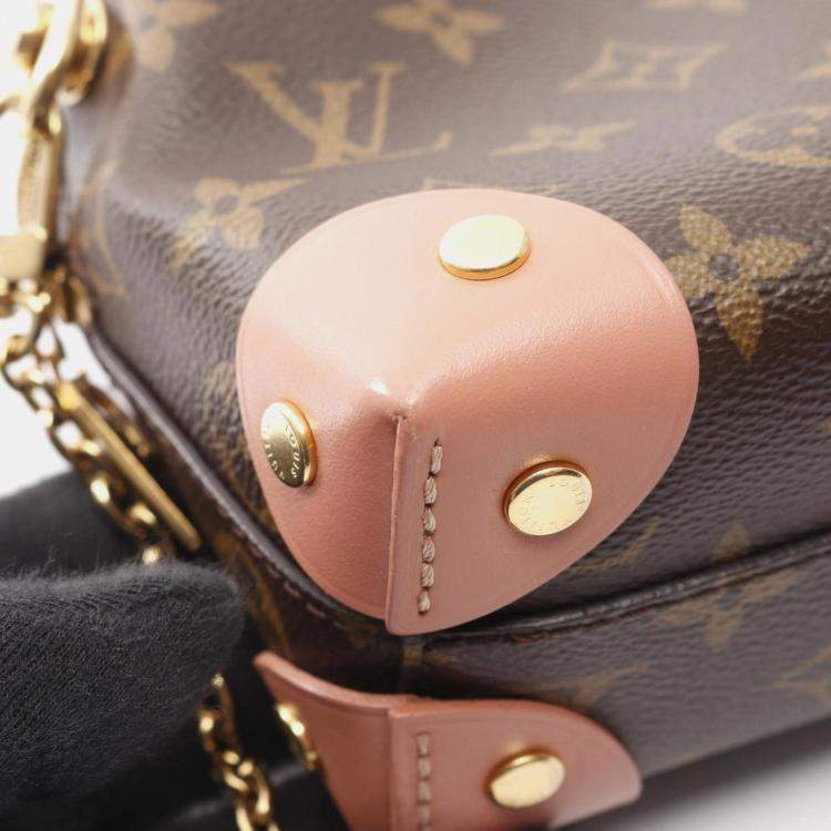 Pre Owned Louis Vuitton Petite Malle Souple Handbag Coated Canvas And Leather Monogram Brown Pink