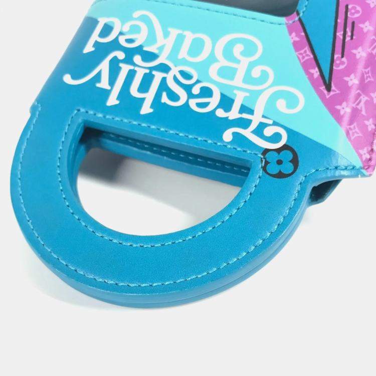 Pre Owned Louis Vuitton Sandwich Box Pochette Bag Handbag Leather Blue