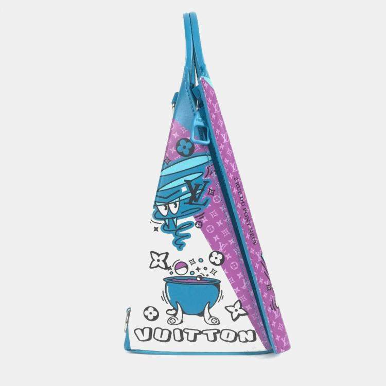 Pre Owned Louis Vuitton Sandwich Box Pochette Bag Handbag Leather Blue