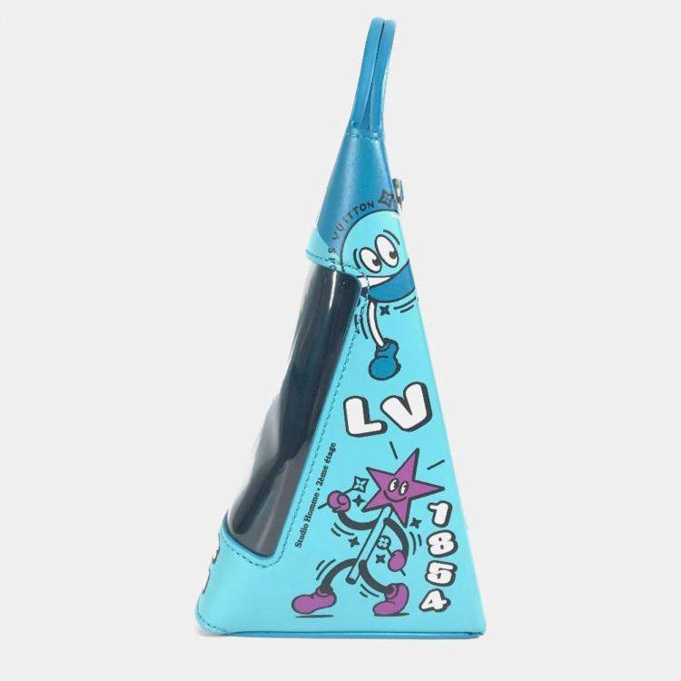 Pre Owned Louis Vuitton Sandwich Box Pochette Bag Handbag Leather Blue