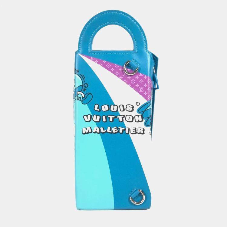 Pre Owned Louis Vuitton Sandwich Box Pochette Bag Handbag Leather Blue