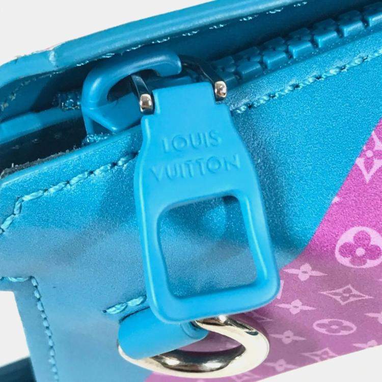 Pre Owned Louis Vuitton Sandwich Box Pochette Bag Handbag Leather Blue