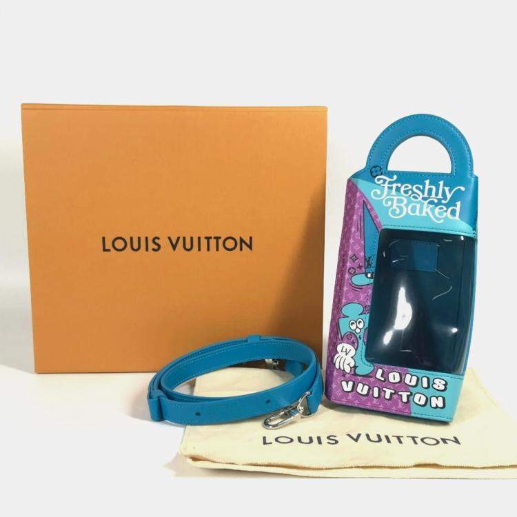Pre Owned Louis Vuitton Sandwich Box Pochette Bag Handbag Leather Blue
