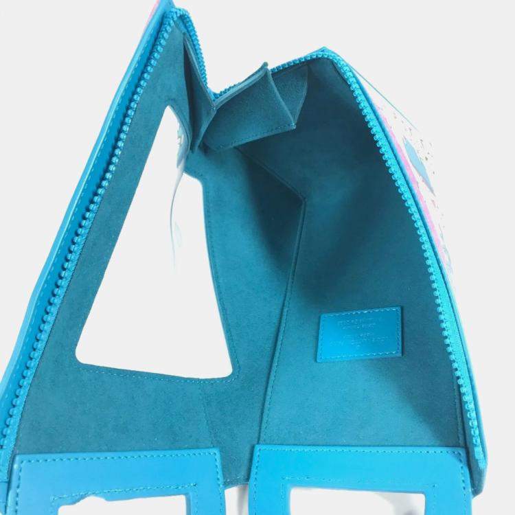 Pre Owned Louis Vuitton Sandwich Box Pochette Bag Handbag Leather Blue