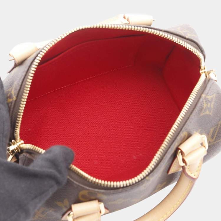 Pre Owned Louis Vuitton Speedy Bandouliere 20 Handbag Coated Canvas And Leather Monogram Brown