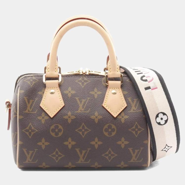 Pre Owned Louis Vuitton Speedy Bandouliere 20 Handbag Coated Canvas And Leather Monogram Brown