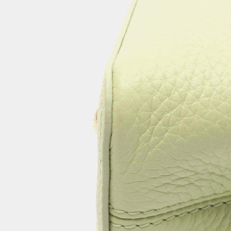 Pre Owned Louis Vuitton Capucines Mini Handbag Taurillon Leather Green And White