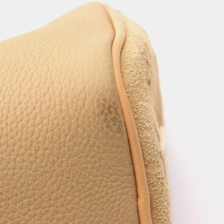 Pre Owned Louis Vuitton Keepall Bandouliere 25 Monogram Handbag Leather And Suede Beige Brown