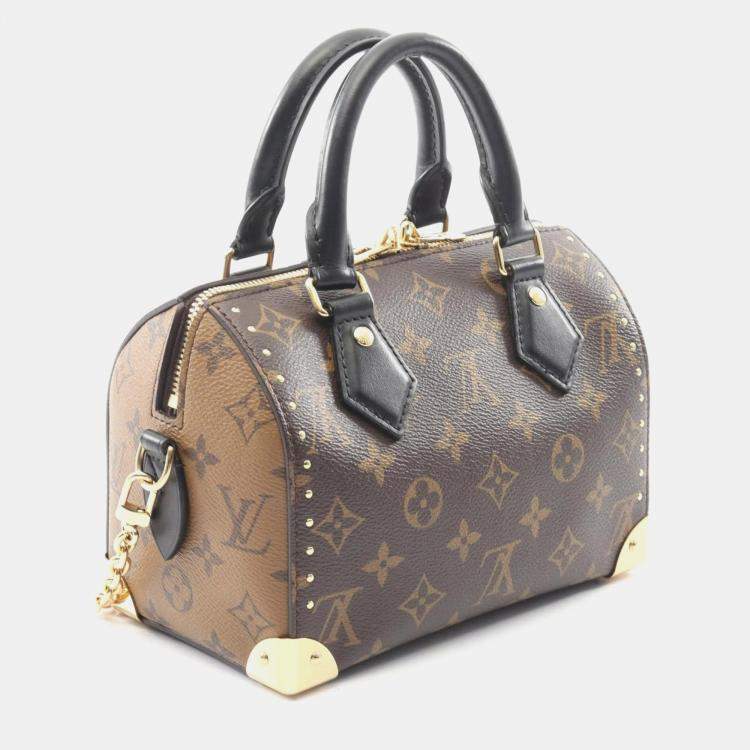 Pre Owned Louis Vuitton Speedy Trunk 20 Monogram Reverse Handbag Coated Canvas And Leather Brown Black