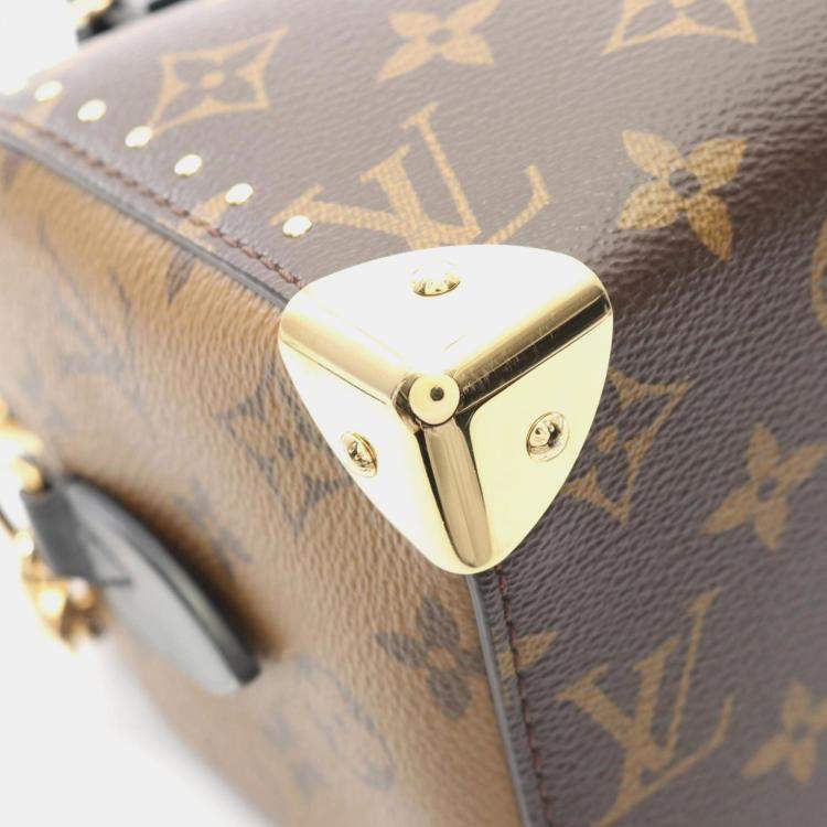 Pre Owned Louis Vuitton Speedy Trunk 20 Monogram Reverse Handbag Coated Canvas And Leather Brown Black