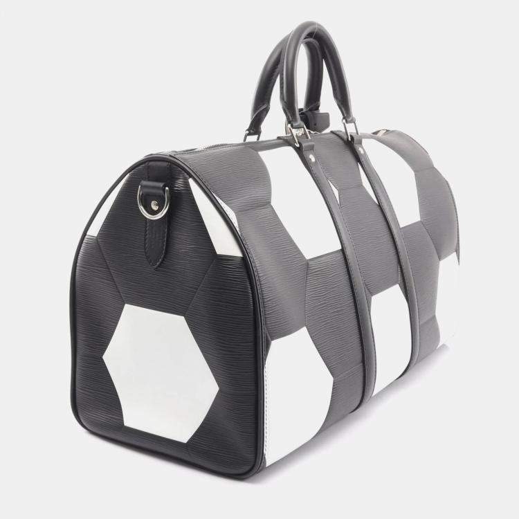 Pre Owned Louis Vuitton Keepall Bandouliere 50 Epi Leather Boston Bag In Noir Black And White