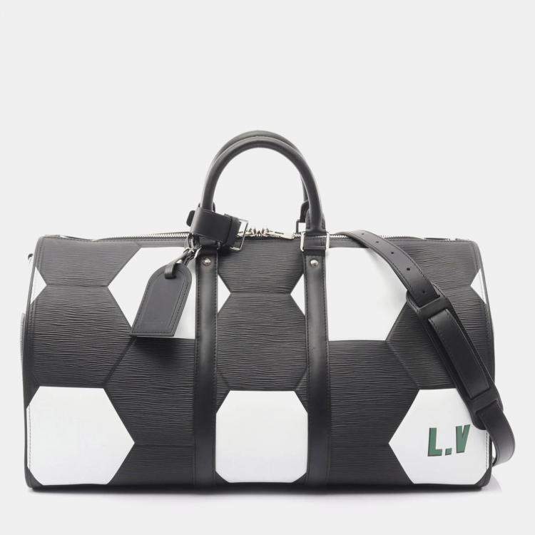 Pre Owned Louis Vuitton Keepall Bandouliere 50 Epi Leather Boston Bag In Noir Black And White