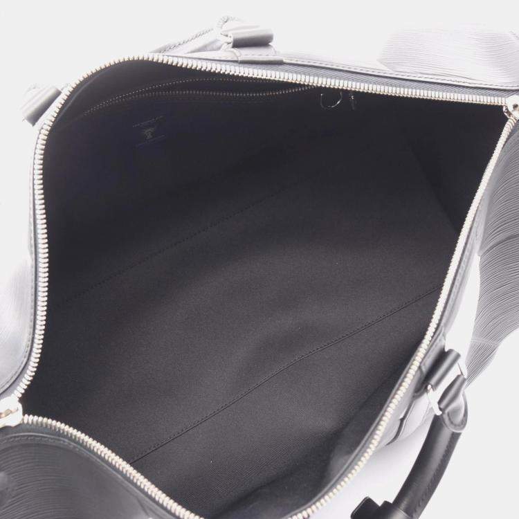 Pre Owned Louis Vuitton Keepall Bandouliere 50 Epi Leather Boston Bag In Noir Black And White