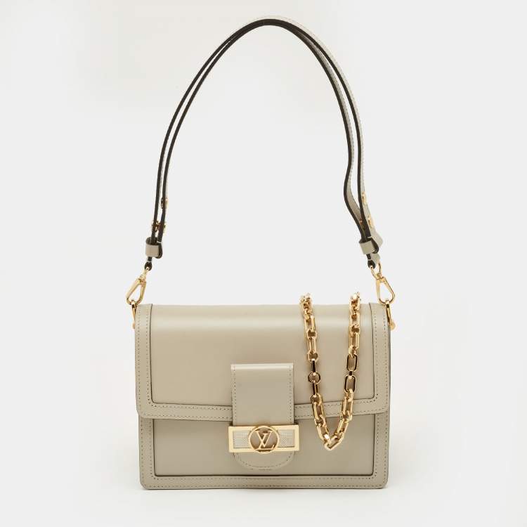 Pre Owned Louis Vuitton Dauphine MM Galet Leather Shoulder Bag