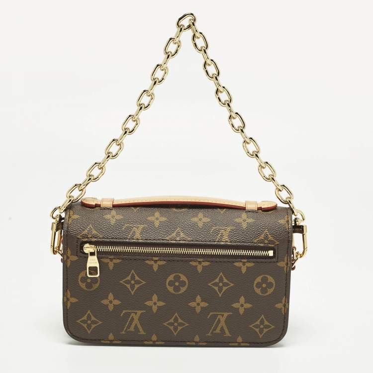 Pre Owned Louis Vuitton Pochette Métis East West Monogram Canvas Bag