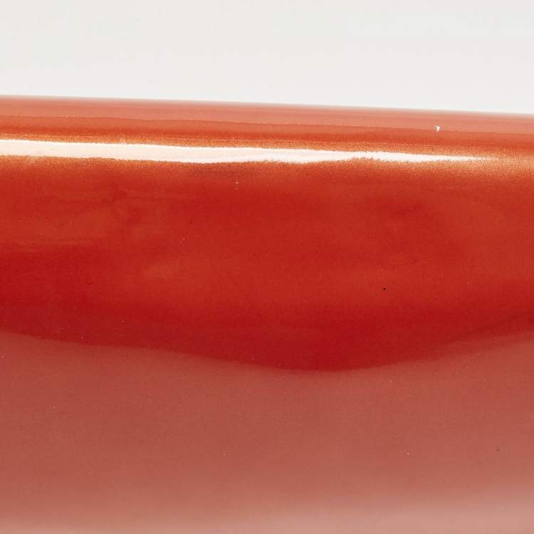 Pre Owned Louis Vuitton Sobe Orange Sunset Vernis Leather Clutch