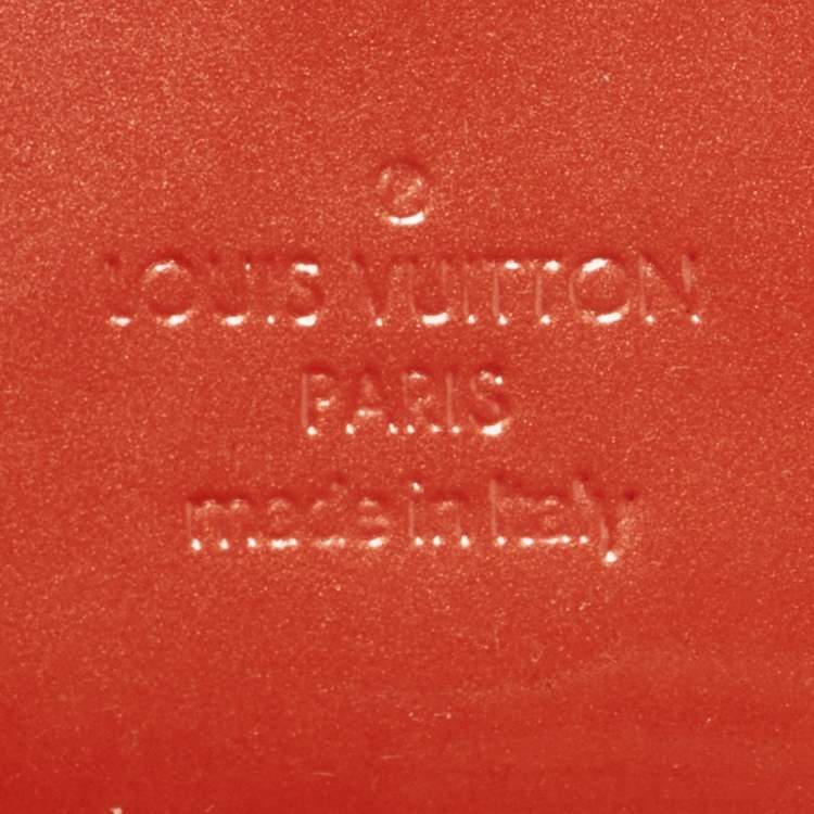 Pre Owned Louis Vuitton Sobe Orange Sunset Vernis Leather Clutch