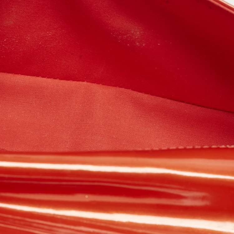Pre Owned Louis Vuitton Sobe Orange Sunset Vernis Leather Clutch