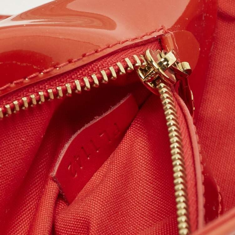 Pre Owned Louis Vuitton Sobe Orange Sunset Vernis Leather Clutch