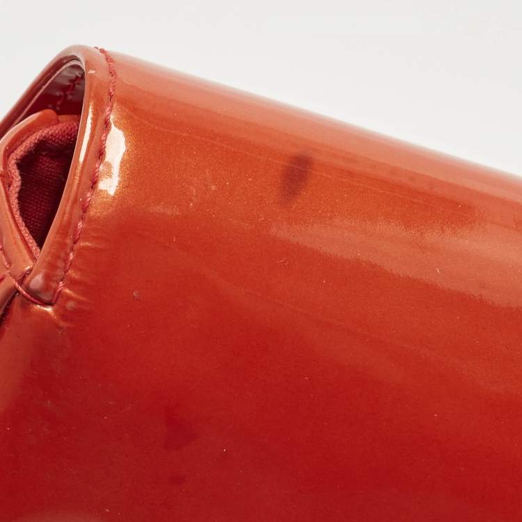 Pre Owned Louis Vuitton Sobe Orange Sunset Vernis Leather Clutch