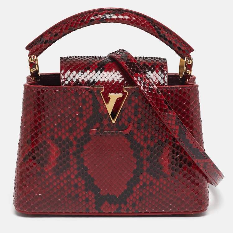 Pre Owned Louis Vuitton Capucines Mini Red Python Bag