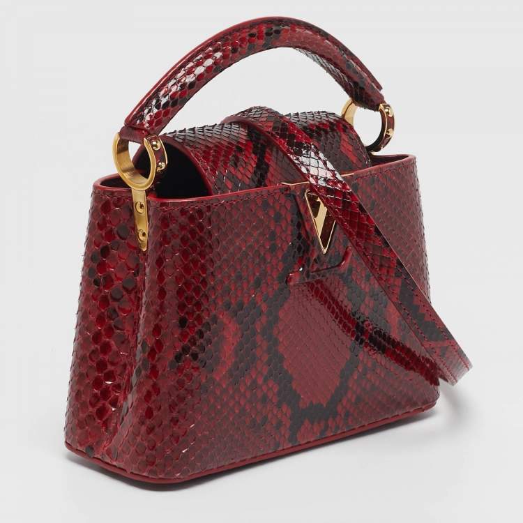 Pre Owned Louis Vuitton Capucines Mini Red Python Bag