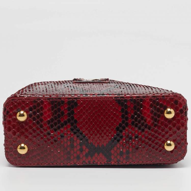 Pre Owned Louis Vuitton Capucines Mini Red Python Bag