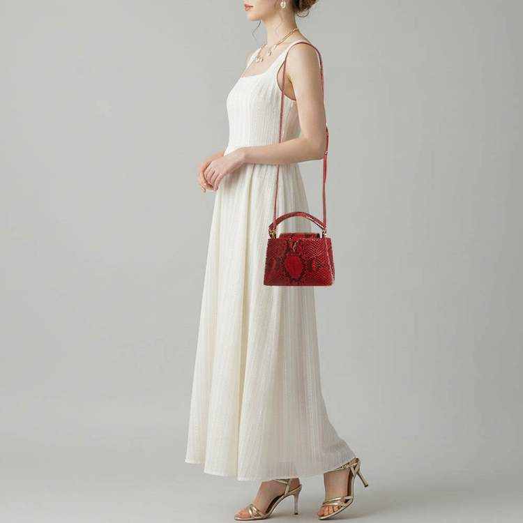 Pre Owned Louis Vuitton Capucines Mini Red Python Bag