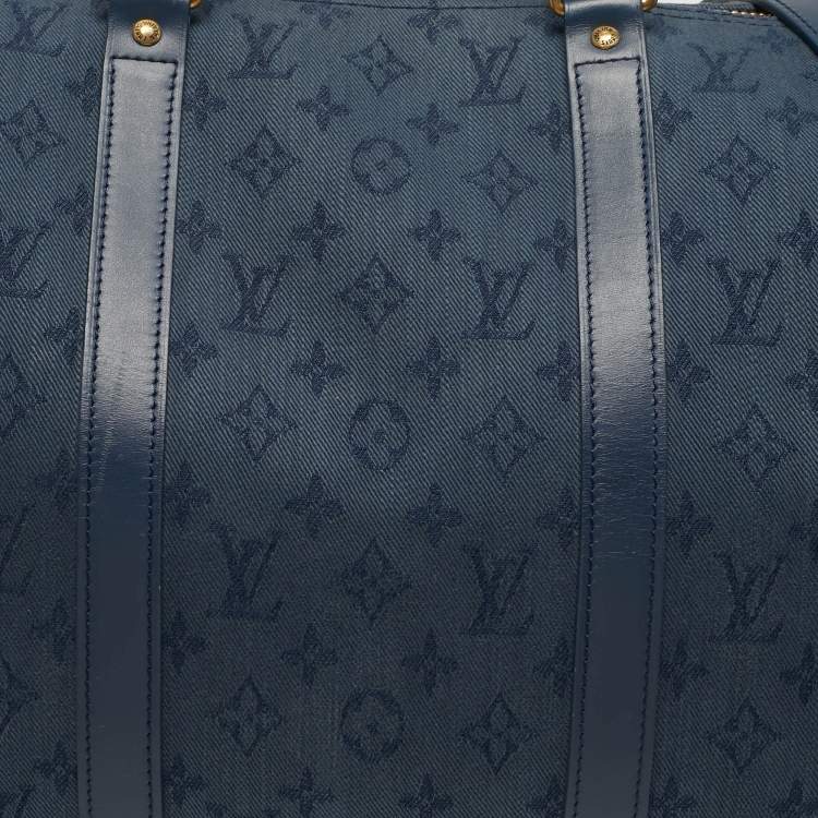 Pre Owned Louis Vuitton Keepall Bandouliere 50 Navy Monogram Denim Duffel Bag