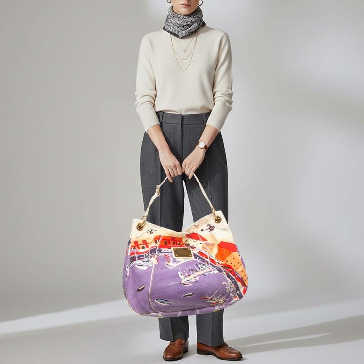 Pre Owned Louis Vuitton Riviera Cruise Galleria GM White/Multicolor Canvas Bag