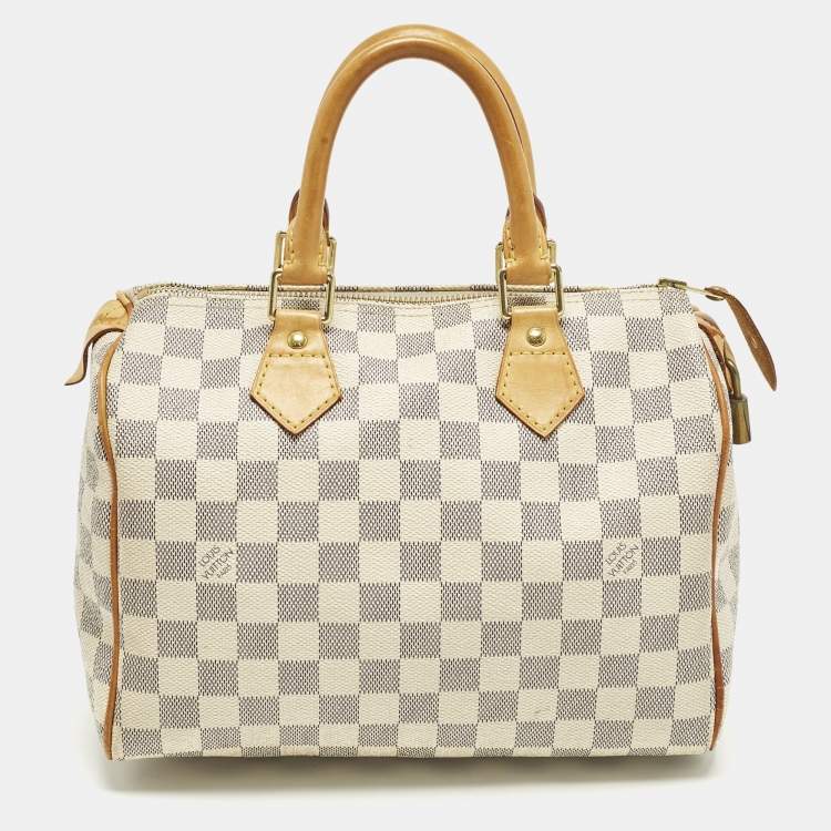 Pre Owned Louis Vuitton Speedy 25 Damier Azur Canvas Bag