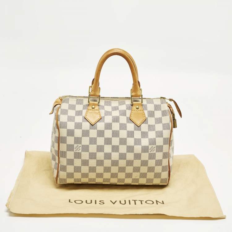 Pre Owned Louis Vuitton Speedy 25 Damier Azur Canvas Bag