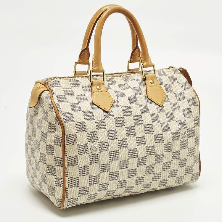 Pre Owned Louis Vuitton Speedy 25 Damier Azur Canvas Bag