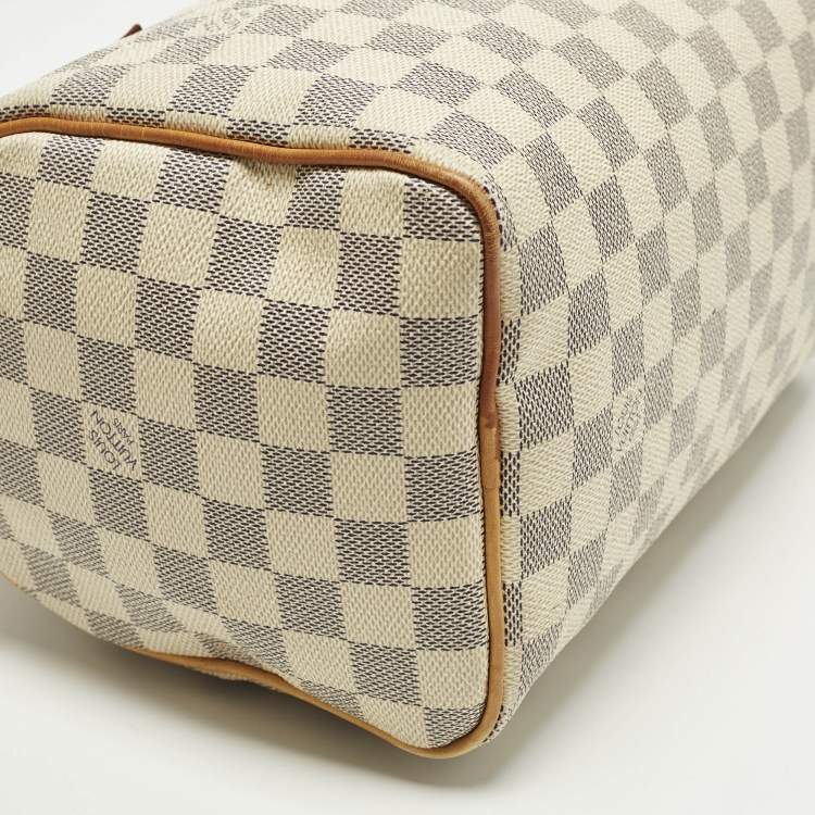 Pre Owned Louis Vuitton Speedy 25 Damier Azur Canvas Bag