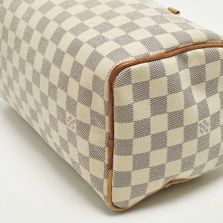 Pre Owned Louis Vuitton Speedy 25 Damier Azur Canvas Bag