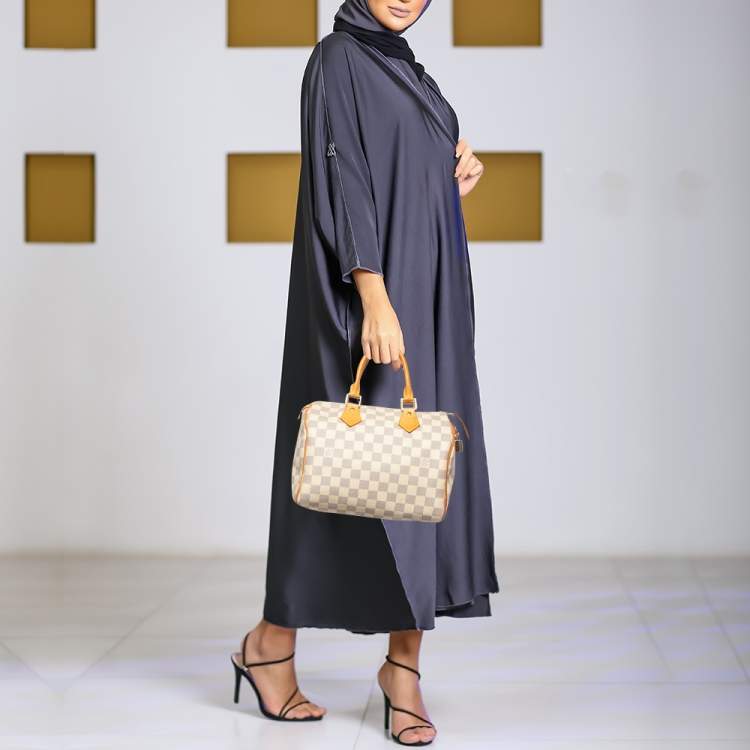 Pre Owned Louis Vuitton Speedy 25 Damier Azur Canvas Bag